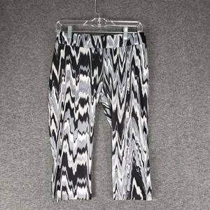 Reebok Cropped Leggings Womens Size L Black Gray Pull On Activewear Gym Yoga